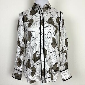 LAFAYETTE 148 Black and White Silk Shirt Size XS